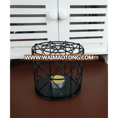 Simple style iron black hanging basket candle holder for wedding favors