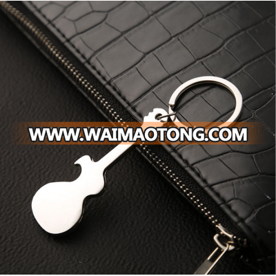 Fashion Metal Guitar Key Ring Modeling Silver Plated Keychain openers For Decoration