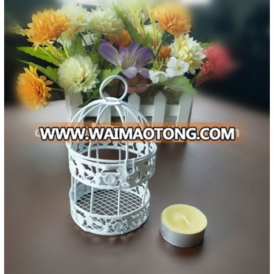 European style iron white bird cage candle holder for wedding favors